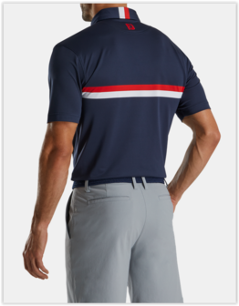 Footjoy Stretch Pique Polo Navy Wit Rood
