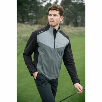Callaway 1/2 Zip Heren Waterresistant Windproof Jacket Zwart Grijs