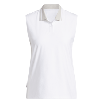 Adidas W BTC Twiat Mouwloze Dames Golfpolo Wit Beige