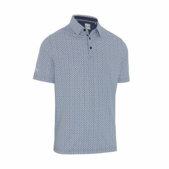 Callaway Heren Golfpolo Tee All Over Print Navy Bright White Maat M