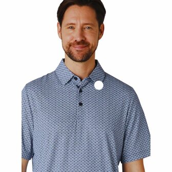 Callaway Heren Golfpolo Tee All Over Print Navy Bright White Maat M