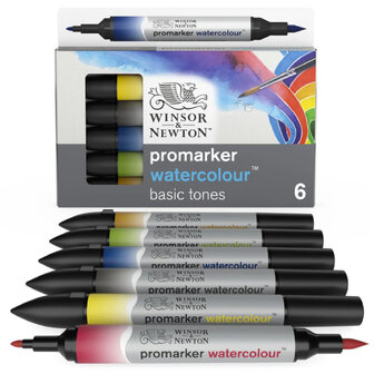 Winsor &amp; Newton Promarker Watercolour Basic Tones 6-Pack