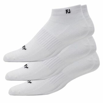 Footjoy ProDry Heren Sport 3 paar Golfsokken Lichtgewicht 39-46 Wit