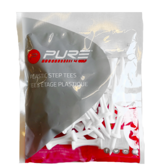 Pure4Golf 25 Plastic Step Tees Wit 51mm