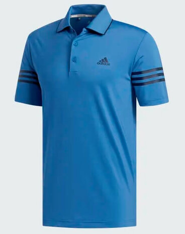 FJ9942-Adidas Ultimate 365 blocked Golf Poloshirt Blauw 3 Stripes