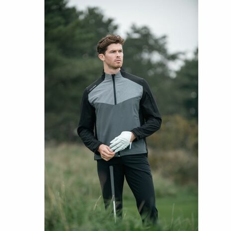 Callaway 1/2 Zip Heren Waterresistant Windproof Jacket Zwart Grijs