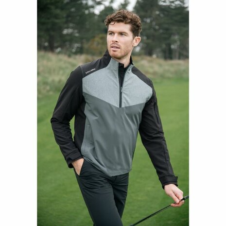 Callaway 1/2 Zip Heren Waterresistant Windproof Jacket Zwart Grijs