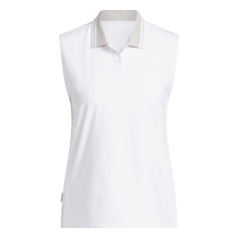 Adidas W BTC Twiat Mouwloze Dames Golfpolo Wit Beige