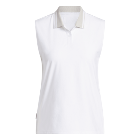 Adidas W BTC Twiat Mouwloze Dames Golfpolo Wit Beige