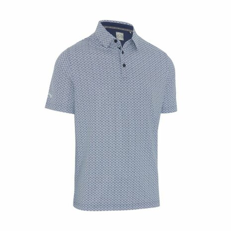 Callaway Heren Golfpolo Tee All Over Print Navy Bright White Maat M