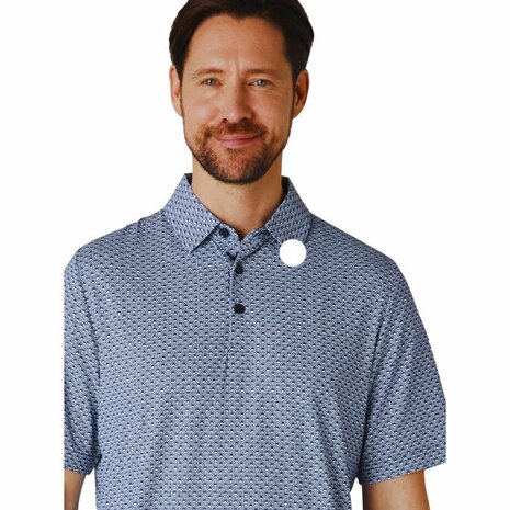 Callaway Heren Golfpolo Tee All Over Print Navy Bright White Maat M