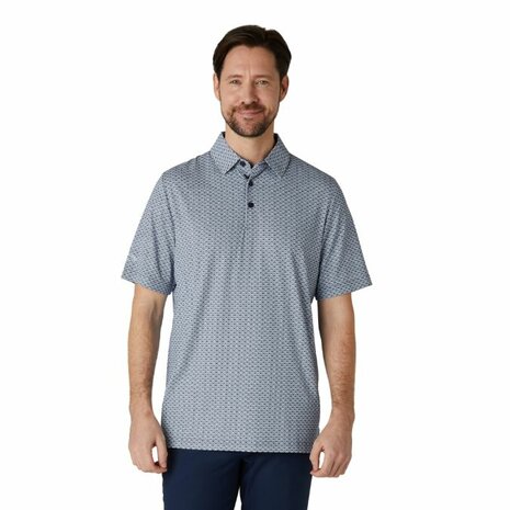 Callaway Heren Golfpolo Tee All Over Print Navy Bright White Maat M