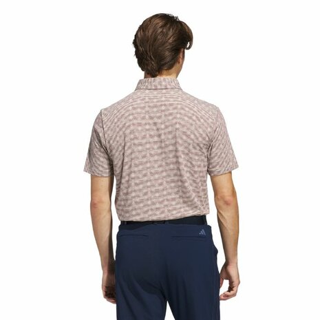 Adidas Heren Golfpolo Go To Stripe Bordeaux Beige