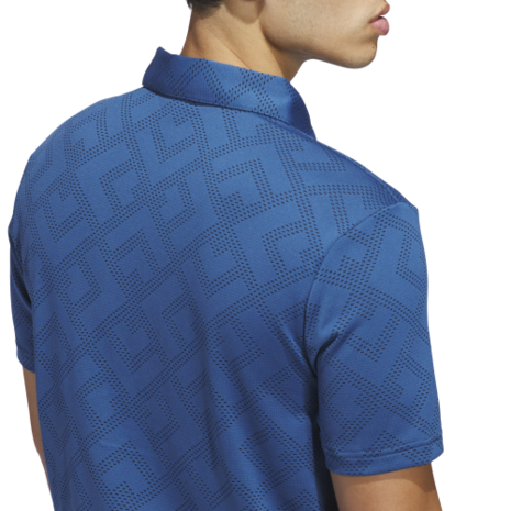 Adidas Ultimate CLSN Jacquard Heren Golfpolo Blauw Zwart