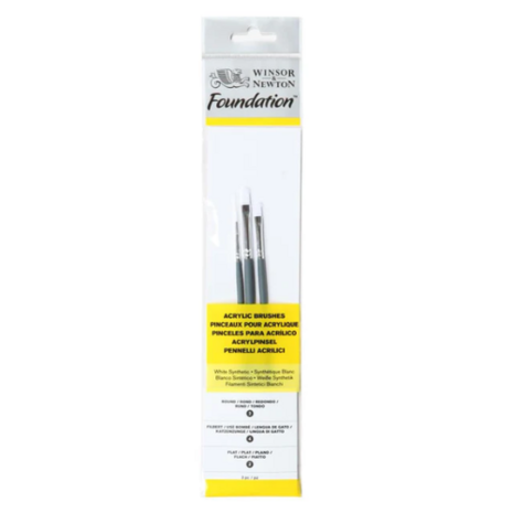 Winsor & Newton Foundation Penseelset Rond 2, Filbert 4 & Plat 2
