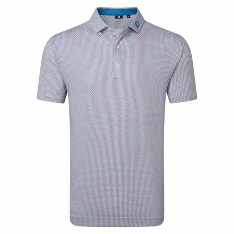 FootJoy Nautical Flag Print Lisle Heren Golfpolo Deep Blue