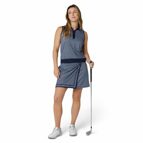 Callaway Premium  Scarf Geo Mouwloze Dames Golfpolo Navy