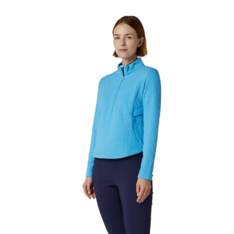 Callaway 1/2 Zip Quilted Knit Pullover Dames Licht Blauw
