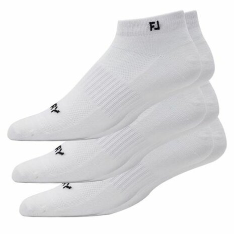 Footjoy ProDry Heren Sport 3 paar Golfsokken Lichtgewicht 39-46 Wit