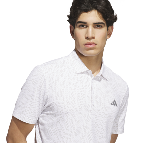 Adidas Ultimate365 Tour Deco Heren Golfpolo Wit Grijs