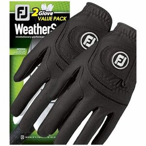 FJ Weathersof Golf handschoen heren 2 Pack Zwart