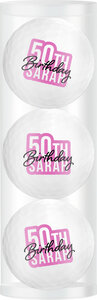 Golfbälle-Geschenkset 50. Geburtstag Sarah 3 Bälle