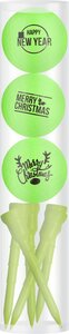 Golf Balls Gift Set Merry Christmas-Happy Newyear Green Includes Tees