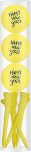 Golf Balls Gift Set Happy New Year Yellow Includes Tees
