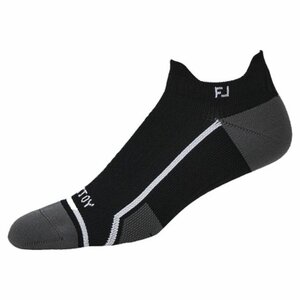 Footjoy Men's Golf Socks Tech D.R.Y. Roll Tab Black 39-46