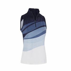Sleeveless Women's Callaway Golf Polo Gradient Wave Print Peacoat