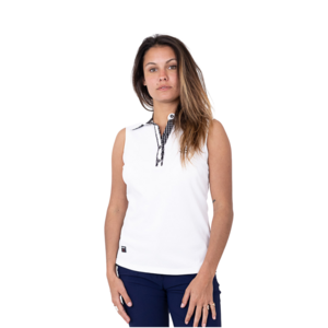Chiberta Good Sleeveless Ladies Golf Polo White Check