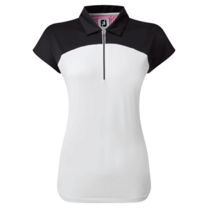 Ladies Golf Polo Footjoy Cap Sleeve Bloc Nayy White