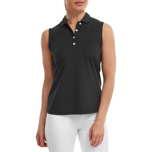 Sleeveless Ladies Polo Footjoy Mesch Back Lisle Black