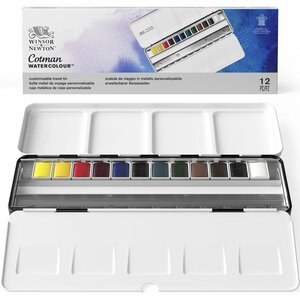 Winsor & Newton Cotman Water Color Blue Box 12 half pans