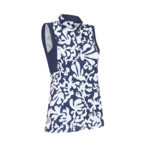 Callaway Abstract Floral Sleeveless Polo Ladies Peacoat Small