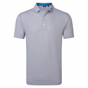 FootJoy Nautical Flag Print Lisle Heren Golfpolo Deep Blue